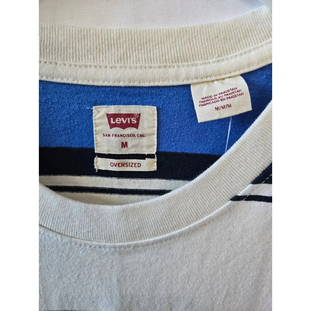 Levi's Oversized Baggy Shirt Striped Blue White Medium
